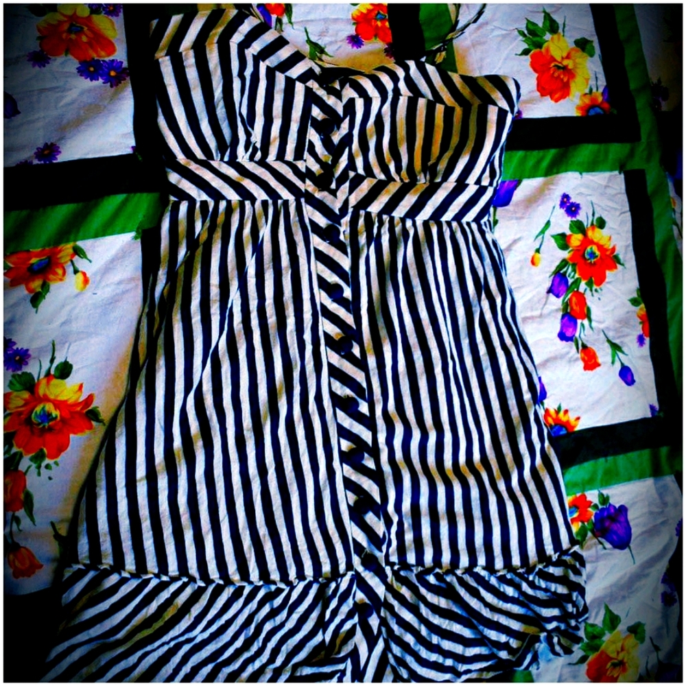 Blue and White Striped Button-Up Dress!!